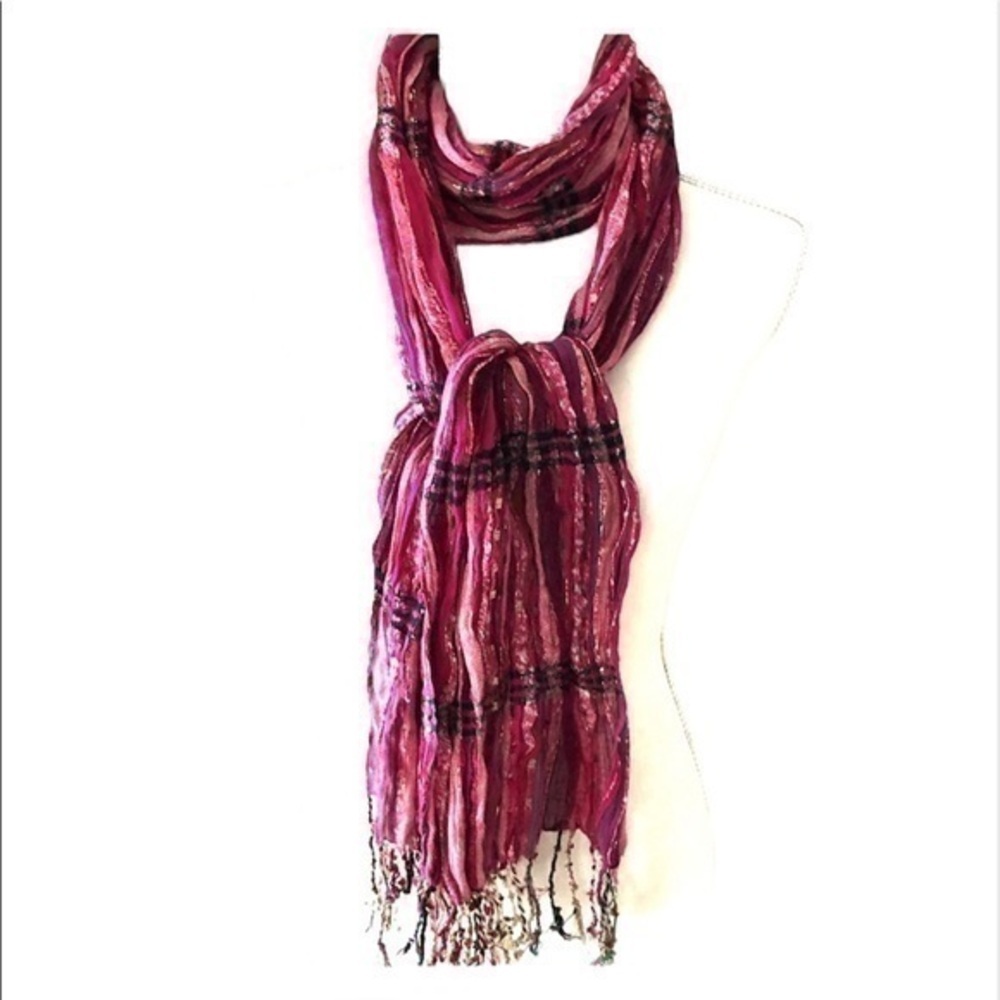 Hot pink/multi stripped ladies scarf